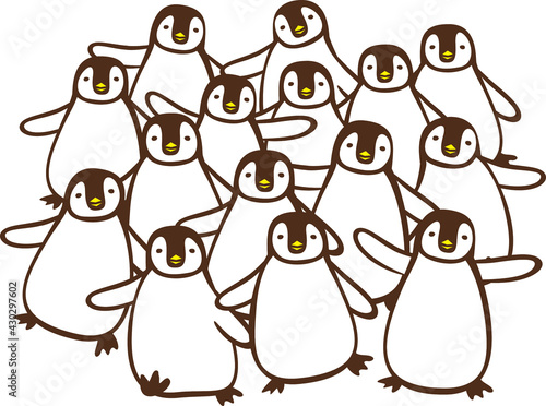 群れているかわいいペンギンのイメージイラスト