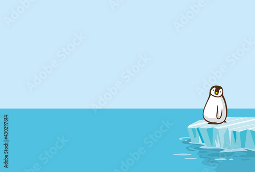 氷河の上に立っている1羽のペンギン
