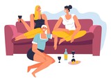 Female friends having party at home, resting girls