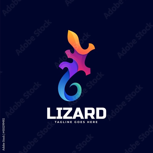 Vector Logo Illustration Lizard Gradient Colorful Style.