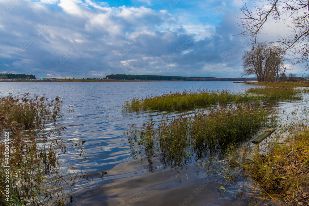 Velikae lake in Hlybokae town in Belarus on a moody autumn day