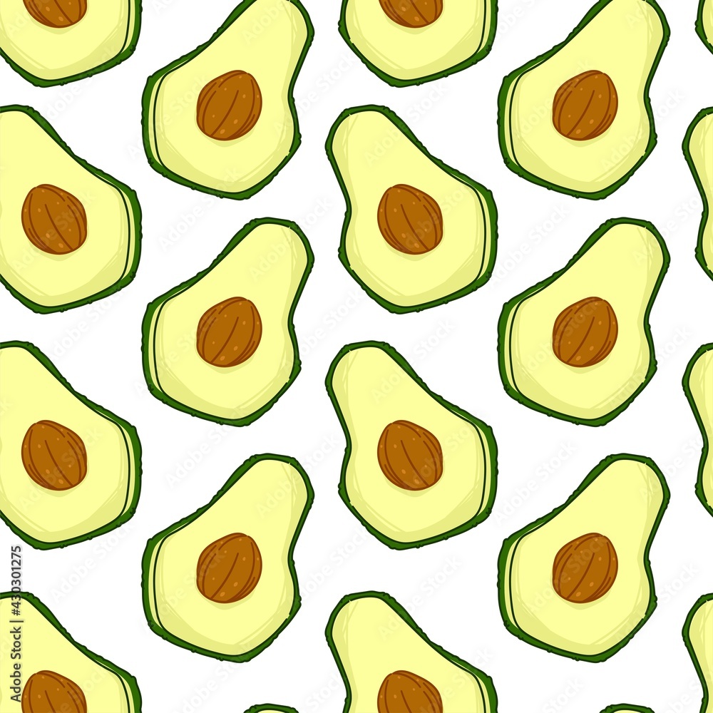 Avocado fruit with seed, fresh veggie pattern Avocado fruit with seed, fresh veggie pattern