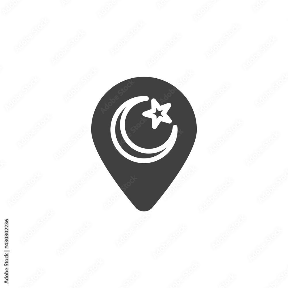Mosque map pointer vector icon Mosque map pointer vector icon