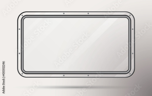 Train Window Isolated on Clear Background. Realistic View From Inside of Train.