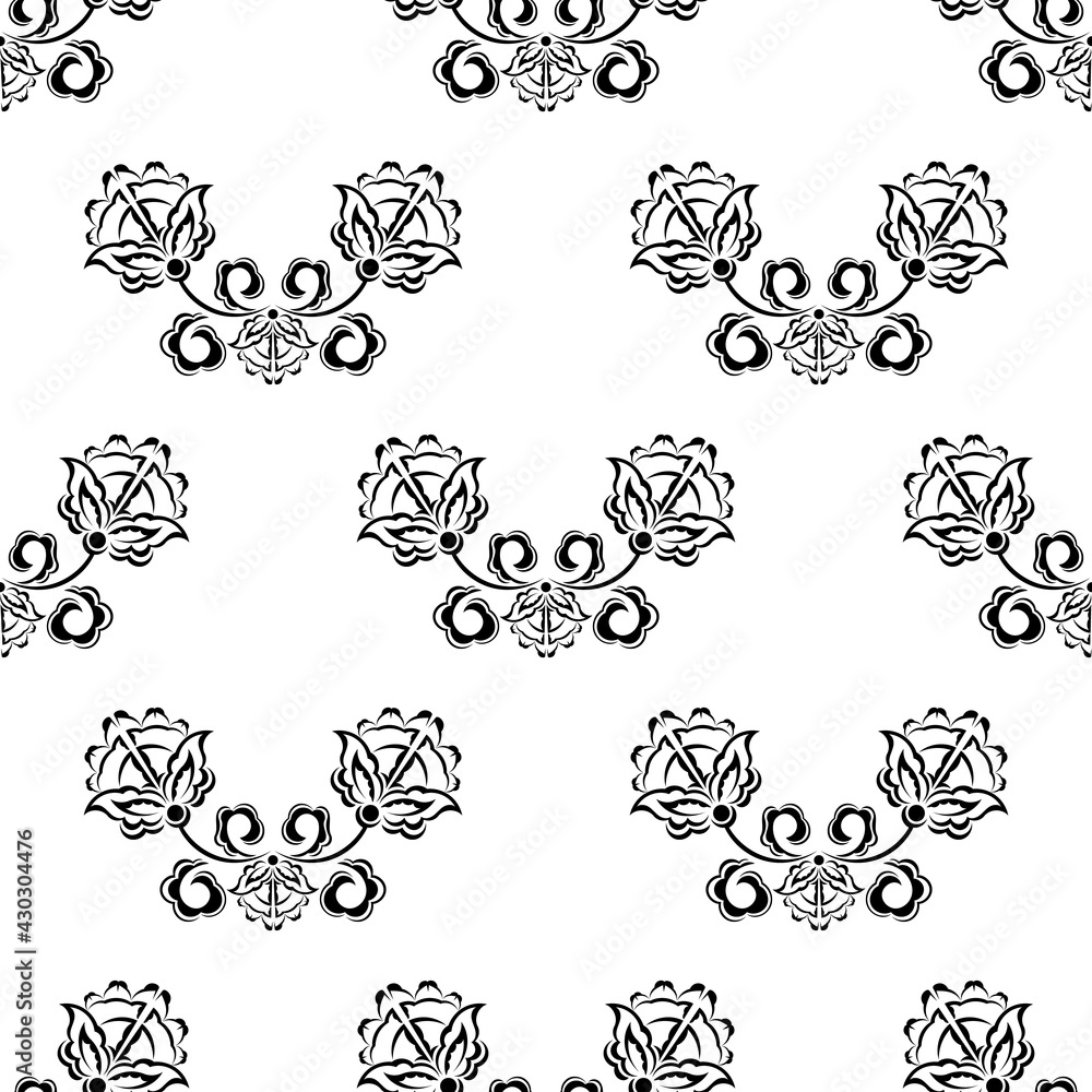 Seamless pattern with antique style ornament. Good for garments, textiles, backgrounds and prints.