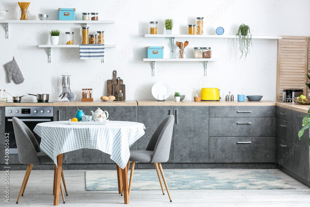 Fototapeta premium Interior of modern comfortable kitchen