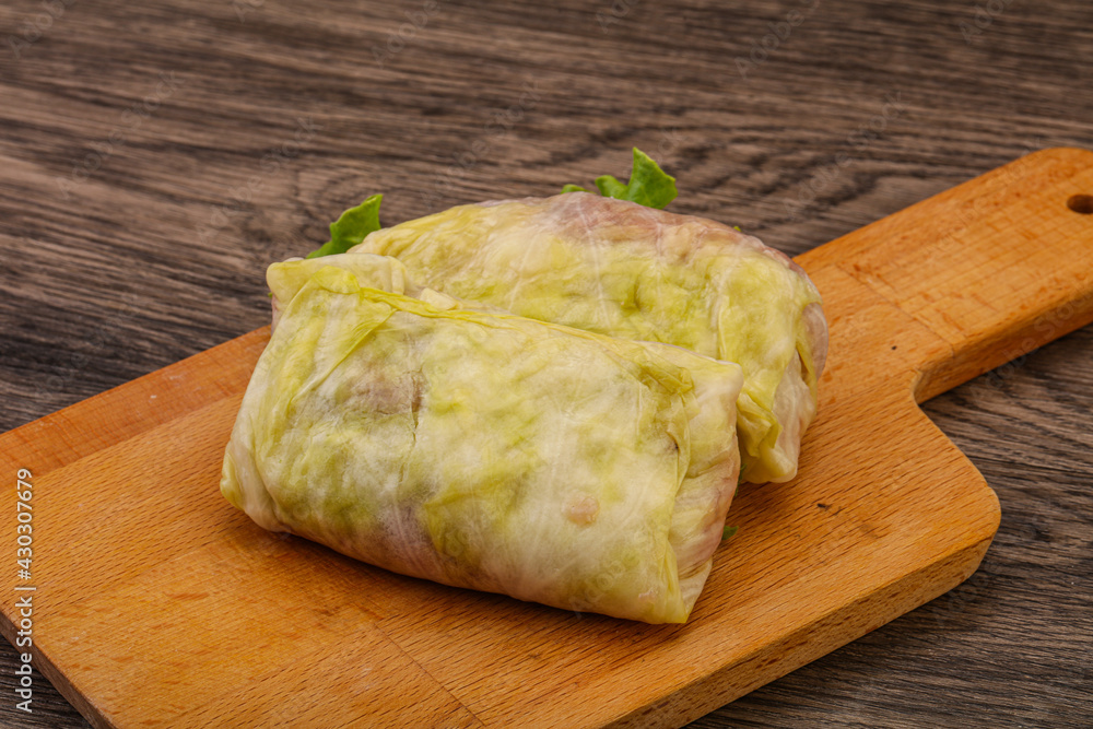 Homemade raw stuffed cabbage with meat Homemade raw stuffed cabbage with meat