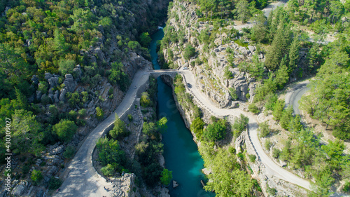 Aerial view of River landscape from Koprulu Canyon. Manavgat, Antalya, Turkey - Touristic places