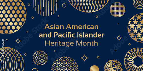 Asian American and Pacific Islander Heritage Month. Vector banner for social media, card, poster. Illustration with text, chinese lantern. Asian Pacific American Heritage Month horizontal composition