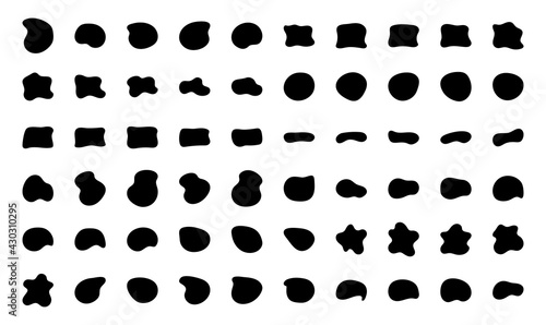 Blob shapes vector set. Organic abstract splodge elemets monochrome collection. Inkblot simple silhouette