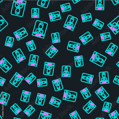 Line Casino dealer icon isolated seamless pattern on black background. Casino croupier. Vector Illustration
