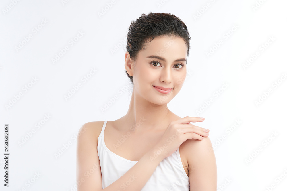 Beautiful young asian woman with clean fresh skin on white background, Face care, Facial treatment, Cosmetology, beauty and spa, Asian women portrait Beautiful young asian woman with clean fresh skin on white background, Face care, Facial treatment, Cosmetology, beauty and spa, Asian women portrait