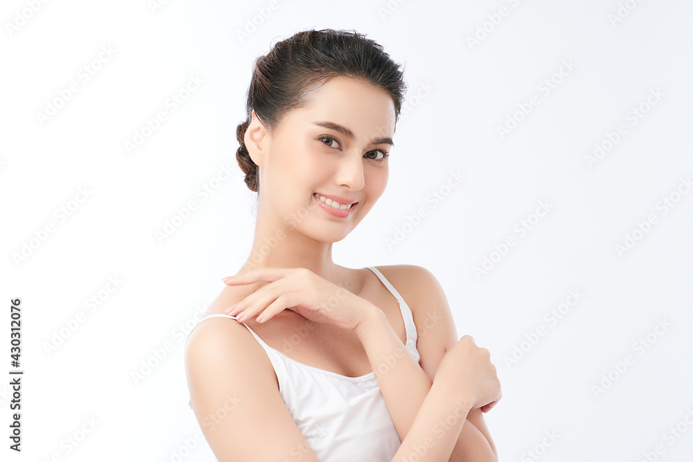 Beautiful young asian woman with clean fresh skin on white background, Face care, Facial treatment, Cosmetology, beauty and spa, Asian women portrait Beautiful young asian woman with clean fresh skin on white background, Face care, Facial treatment, Cosmetology, beauty and spa, Asian women portrait