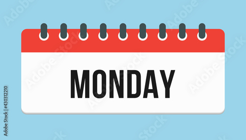 Vector icon page calendar, day of the week Monday