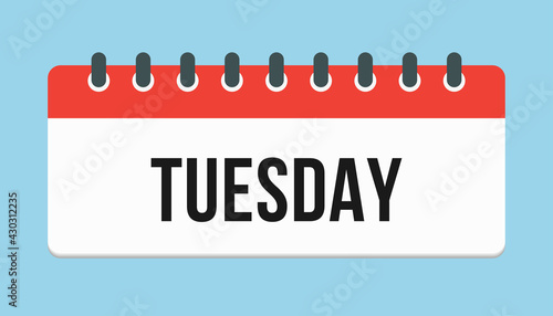 Vector icon page calendar, day of the week Tuesday