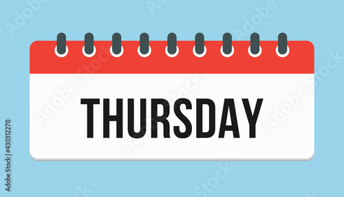 Vector icon page calendar, day of week Thursday