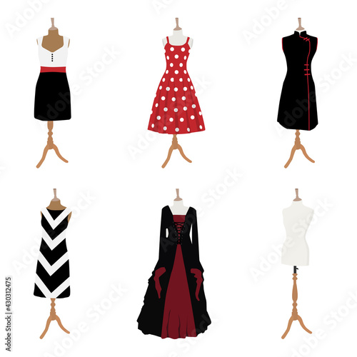 Elegant design lady dress collection. Vector
