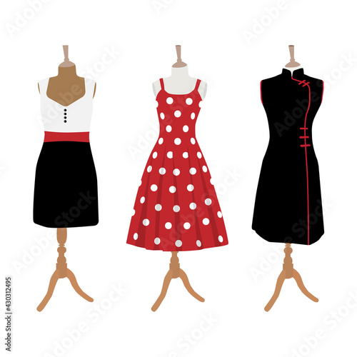 Billede på lærred Elegant design lady dress collection. Vector