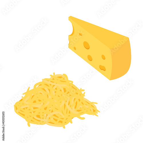 Pieces of cheese and grated cheese