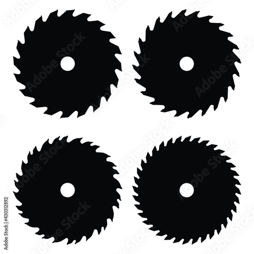 Different black silhouettes of circular saw blades