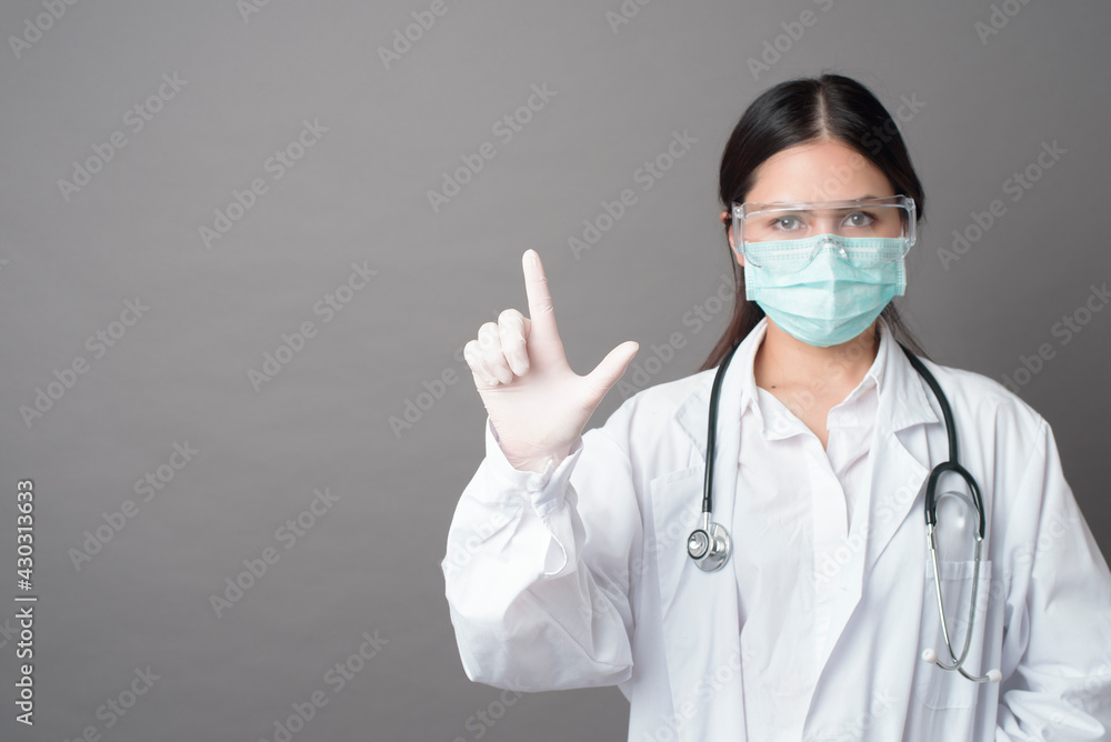Doctor is touching digital screen Doctor is touching digital screen
