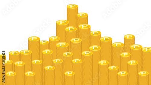 きれいに積まれたコインのイラスト背景素材　ポイントコイン　16:9