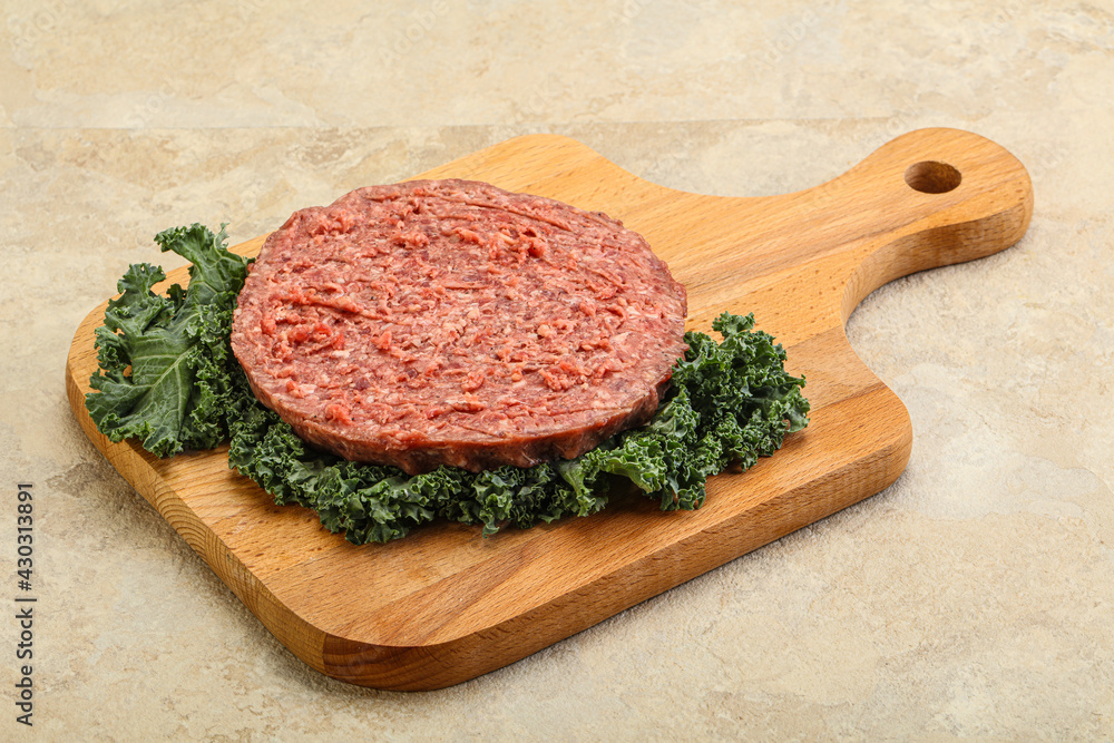 Raw beef burger cutlet for burger Raw beef burger cutlet for burger