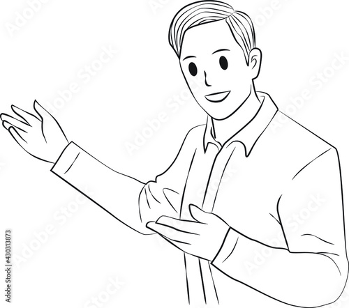 lineart vector man explain pose 