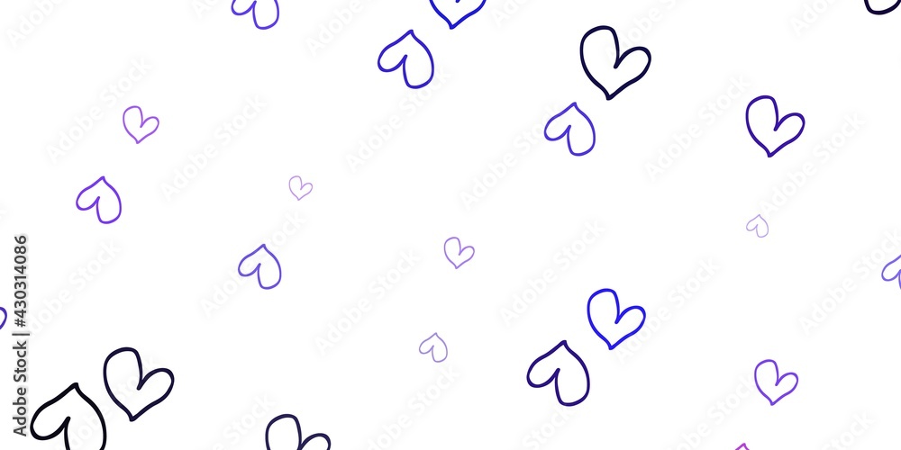 Light Purple vector backdrop with sweet hearts. Light Purple vector backdrop with sweet hearts.