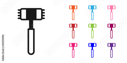 Black Kitchen hammer icon isolated on white background. Meat hammer. Set icons colorful. Vector