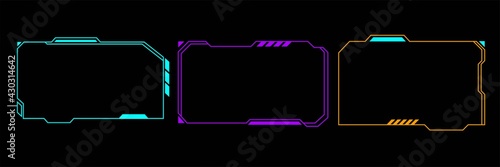 Set of Modern futuristic frame line template. 