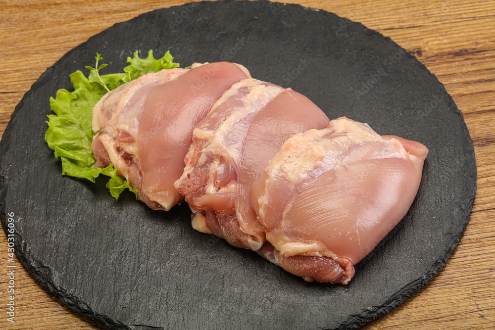 Raw chicken boneless and skinless leg Raw chicken boneless and skinless leg