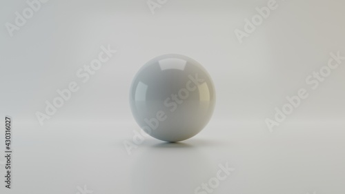 3d render White ball on a white background. Splash screen, the first screen for the site.