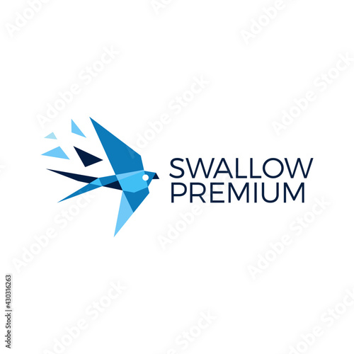 swallow bird geometric polygonal tech logo vector icon illustration