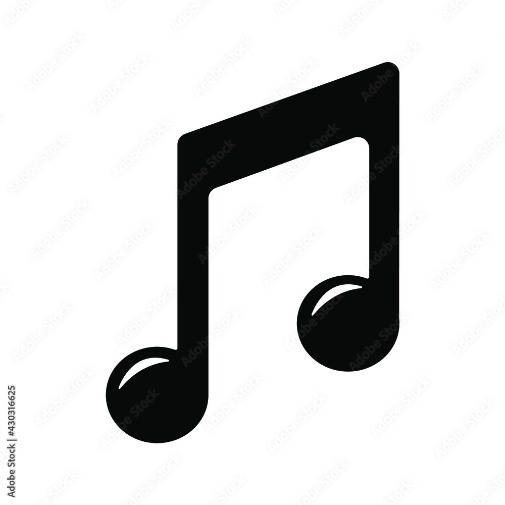 black and white music icon in the form of a note black and white music icon in the form of a note
