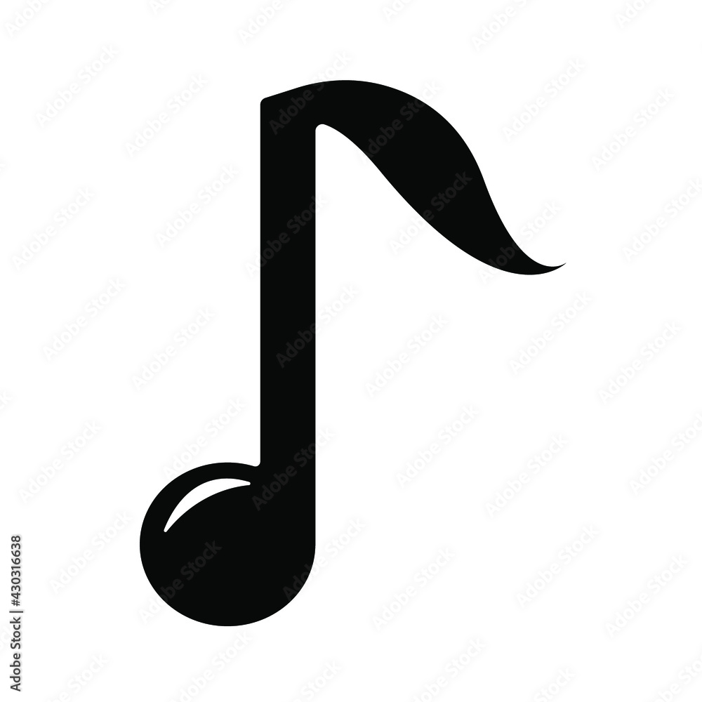 black and white music icon in the form of a note black and white music icon in the form of a note