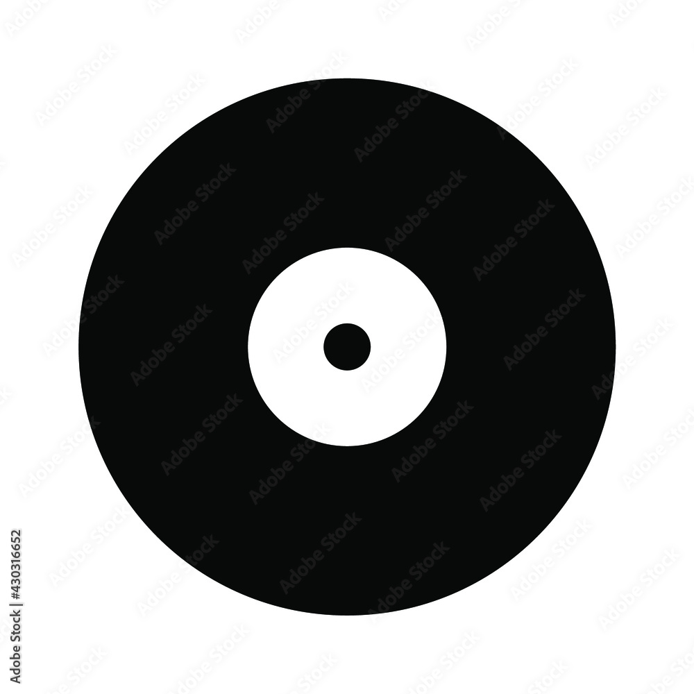 black and white music icon in the form of a record black and white music icon in the form of a record
