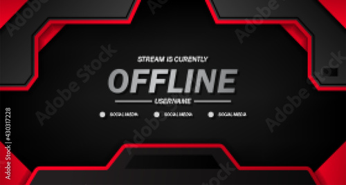 twitch offline for gaming or live streaming with black background sporty with red line