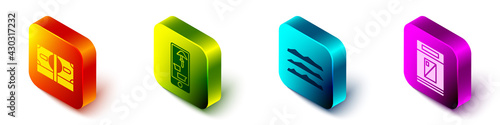 Set Isometric Stacks paper money cash, Buying drugs online on phone, Cocaine or heroin drug and Cigarettes pack box icon. Vector