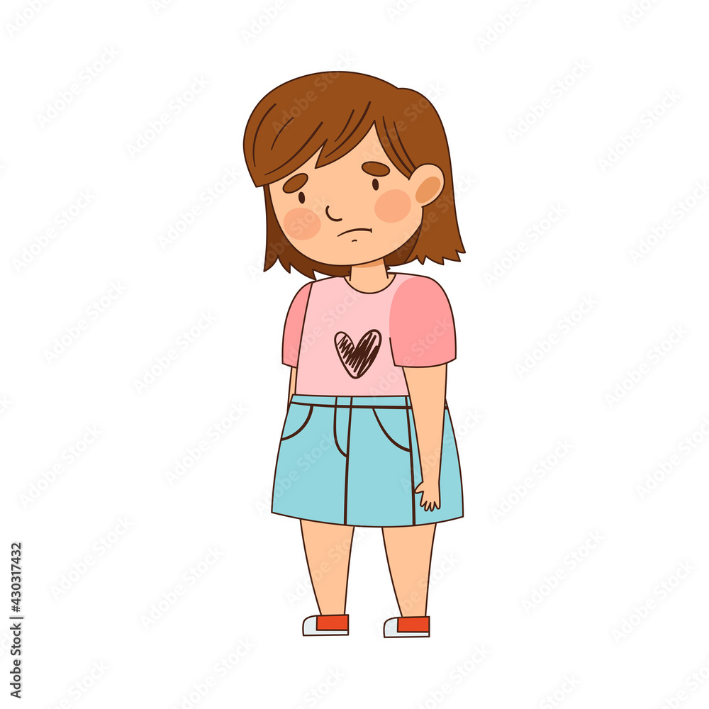Embarrassed Girl Feeling Sorry and Expressing Regret Vector Illustration Embarrassed Girl Feeling Sorry and Expressing Regret Vector Illustration