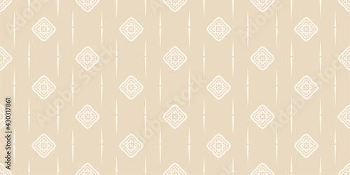 Trendy background pattern with geometric elements on beige backdrop. Vintage, wallpaper. Seamless pattern, texture. Vector image