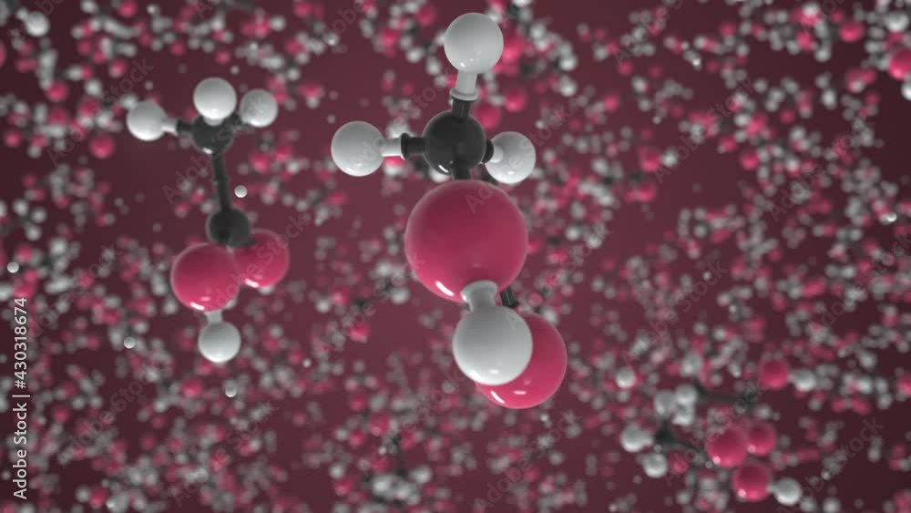 Molecule of acetic acid. Molecular model, looping seamless 3d animation Molecule of acetic acid. Molecular model, looping seamless 3d animation