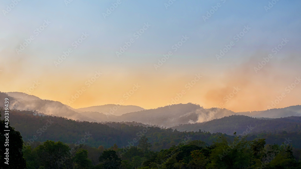 Wildfire disaster is burning forests on the mountains. Wildfire disaster is burning forests on the mountains.
