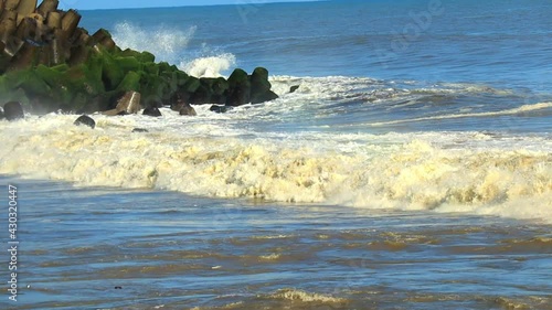 waves crashing on the beach