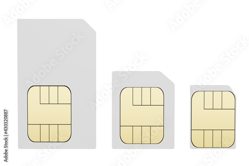 blank sim cards set isolated on white background photo