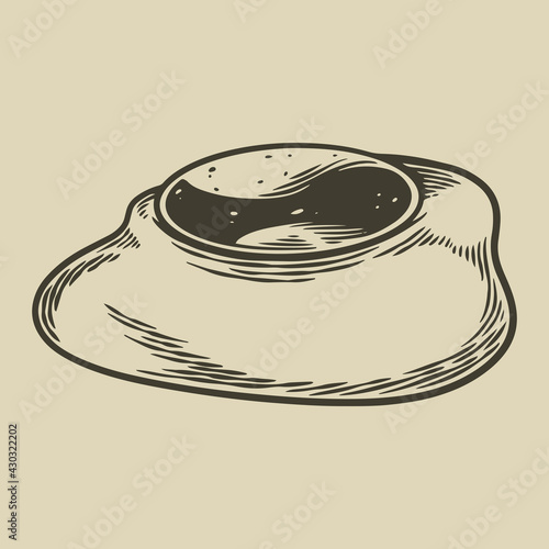 Fried egg hand drawn. Engra...