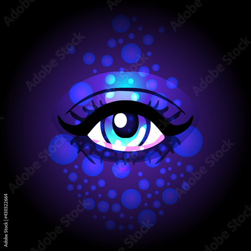 Eye of Providence. Masonic symbol. All seeing eye inside triangle pyramid. New World Order. Sacred geometry, religion, spirituality, occultism. Isolated vector illustration over black.
