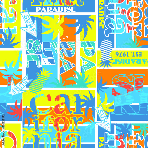 California abstract geometric pattern .Fashion print for t-shirts, print, poster, banner, postcard. creative and modern  design . Repeated backdrop