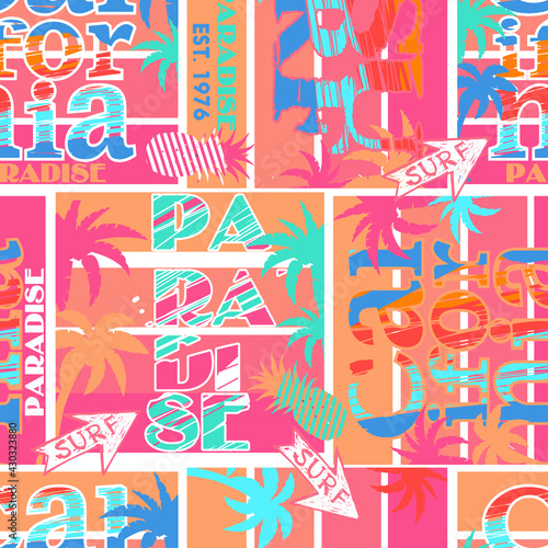 California abstract geometric pattern .Fashion print for t-shirts, print, poster, banner, postcard. creative and modern  design . Repeated backdrop