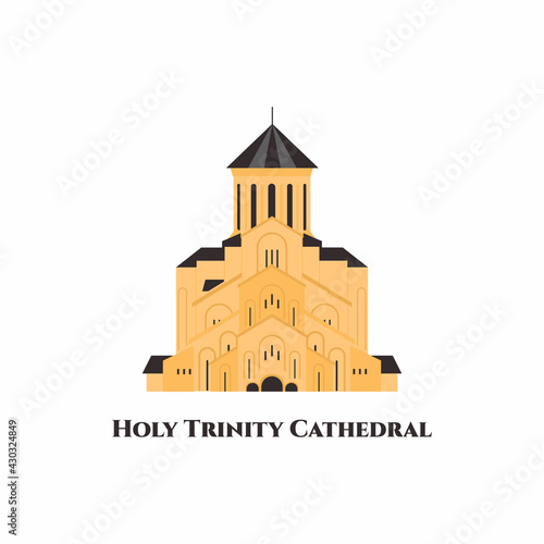 Holy Trinity Cathedral. It is an Anglican place of worship situated in Parnell, a residential suburb of Auckland, New Zealand. Beautiful church. This place worth to visit. Vector flat illustration